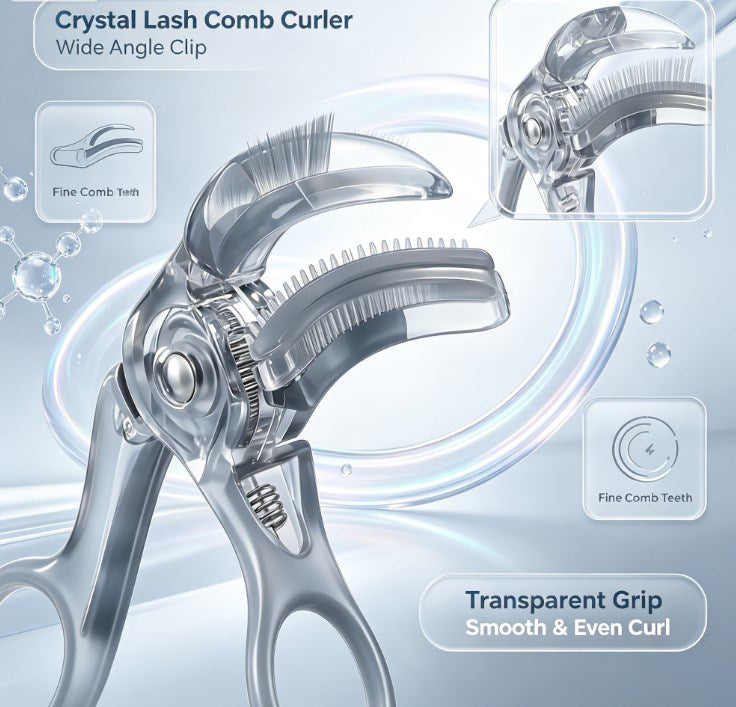 3-Piece Tooth Comb Eyelash Curler Kit - Ergonomic Frameless Wide-Angle & Detail Styling Tools for Panoramic Lash Lift