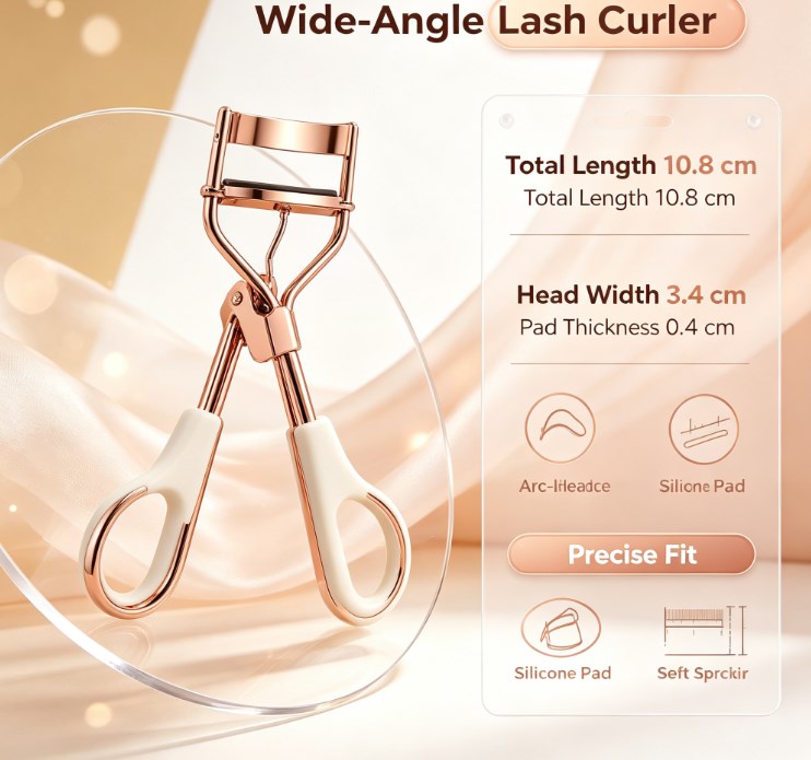 Budget-Friendly Precision Lash Curler Kit - Gentle Curved Handle Beauty Tool Packed with 15 Refill Cushions