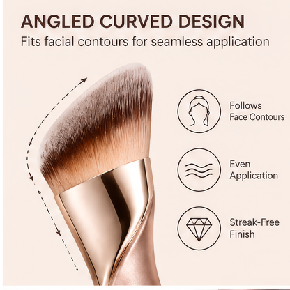 Flawless Curved Foundation Brush - Ultra-Soft Synthetic Makeup Brush