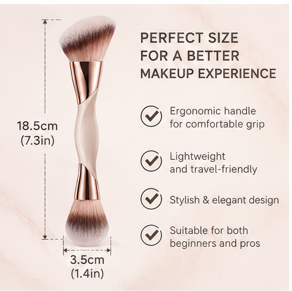 Dual-Ended Makeup Brush - Angled & Round Multi-Use Cosmetic Brush