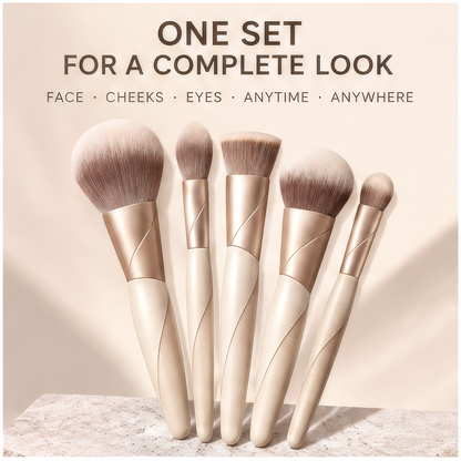 5Pcs Premium Synthetic Makeup Brush Set - Soft Touch, Ergonomic & Travel-Friendly