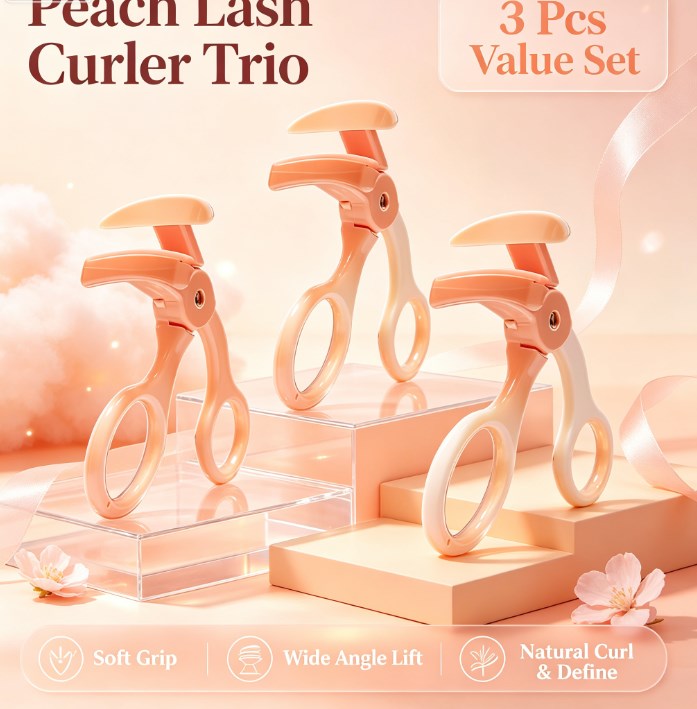 3-Piece Tooth Comb Eyelash Curler Kit - Ergonomic Frameless Wide-Angle & Detail Styling Tools for Panoramic Lash Lift
