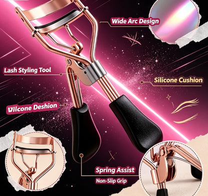 Budget-Friendly Precision Lash Curler Kit - Gentle Curved Handle Beauty Tool Packed with 15 Refill Cushions