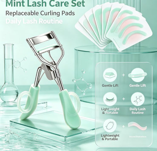 Budget-Friendly Precision Lash Curler Kit - Gentle Curved Handle Beauty Tool Packed with 15 Refill Cushions