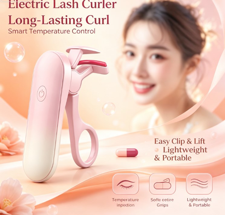 Fast-Acting Cordless Heated Eyelash Curler - Portable USB Type-C Electric Makeup Tool with Scald-Free Protection for All-Day Lift