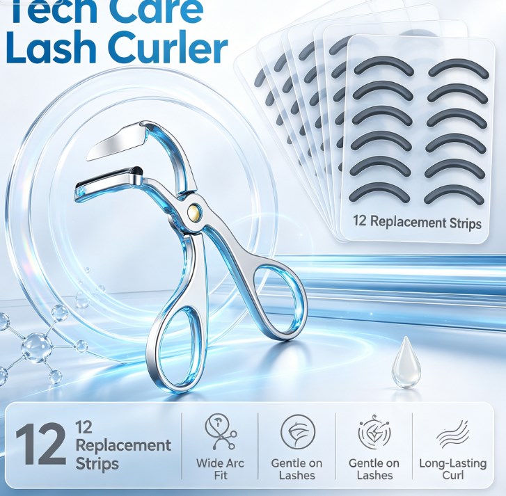 Natural Sunflower Eyelash Shaping Kit - Sturdy Metal Curling Tool Packed with 12 Refill Strips & Gift Box