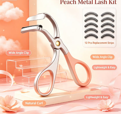 Natural Sunflower Eyelash Shaping Kit - Sturdy Metal Curling Tool Packed with 12 Refill Strips & Gift Box