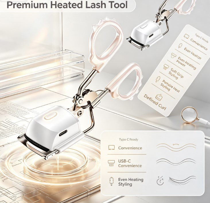 Smart Anti-Burn Electric Eyelash Curler - Fast-Heating Portable Lash Curling Wand with Multi-Gear Temperature Settings