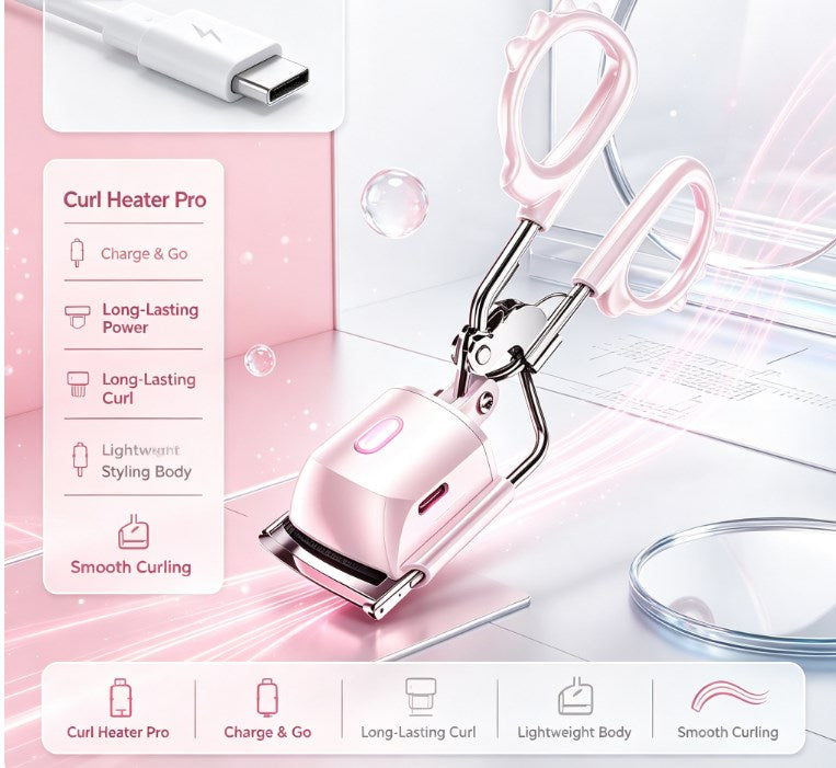 Smart Anti-Burn Electric Eyelash Curler - Fast-Heating Portable Lash Curling Wand with Multi-Gear Temperature Settings