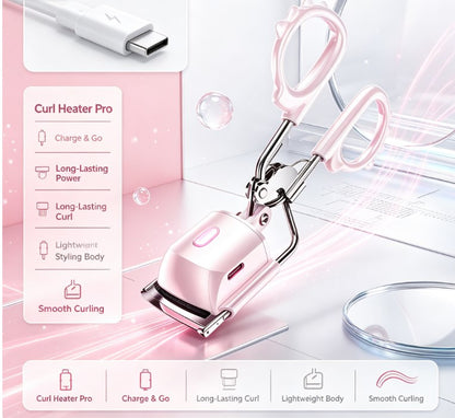 Smart Anti-Burn Electric Eyelash Curler - Fast-Heating Portable Lash Curling Wand with Multi-Gear Temperature Settings