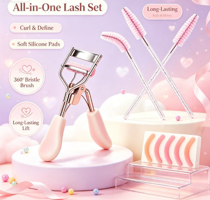 Universal Lash Curler & Maintenance Kit - Ergonomic Metal Frame with Multi-Pad Replacements for Travel and Daily Grooming