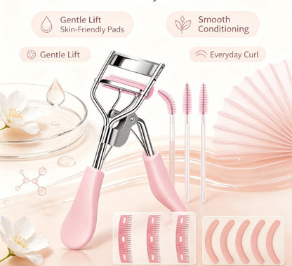 Universal Lash Curler & Maintenance Kit - Ergonomic Metal Frame with Multi-Pad Replacements for Travel and Daily Grooming