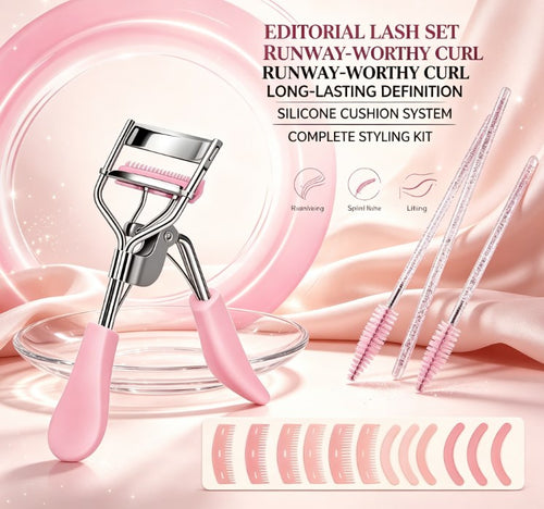 Universal Lash Curler & Maintenance Kit - Ergonomic Metal Frame with Multi-Pad Replacements for Travel and Daily Grooming