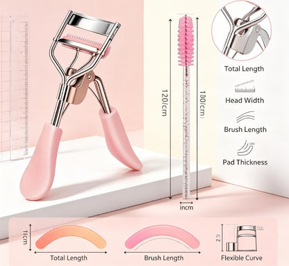 Universal Lash Curler & Maintenance Kit - Ergonomic Metal Frame with Multi-Pad Replacements for Travel and Daily Grooming